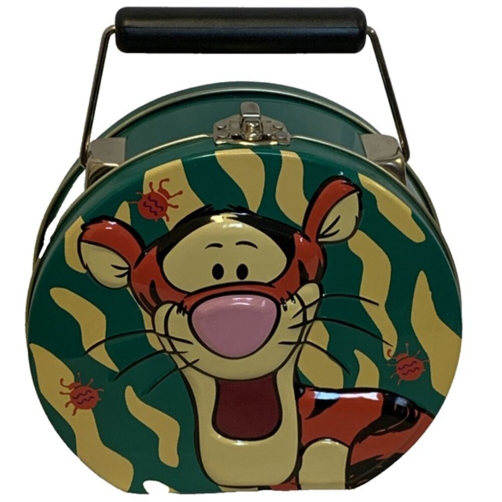Tigger Green Metal Lunchbox Disney Winnie The Pooh Carry Case Pail Box